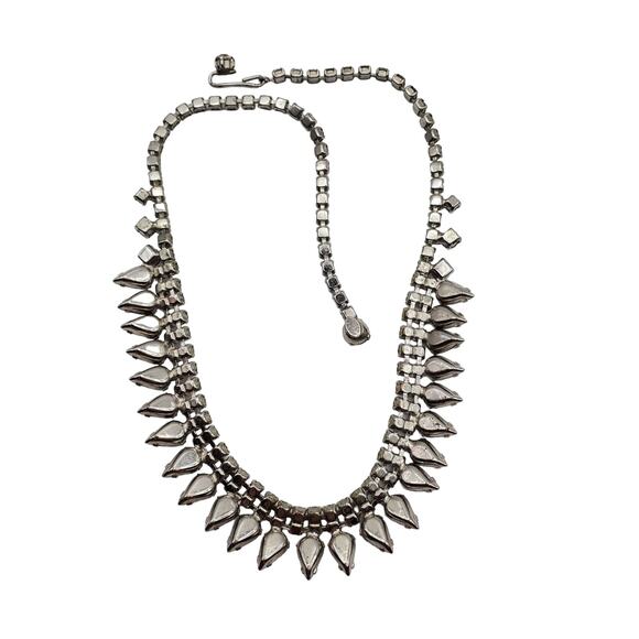 Kramer NY Rhinestone Choker Tennis Necklace Silver Tone Vintage Bride Wedding - Picture 8 of 8